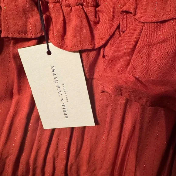 Women’s Spell & The Gypsy Colllective Florence Midi Dress XL Burnt Red NWT $200 - Picture 4 of 4
